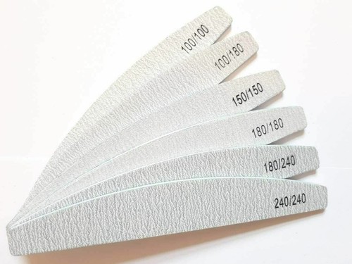 Nail Files 100/180/240 Grana Qualità Professionale Mezzaluna TAMPONE SMERY - Foto 2 di 7