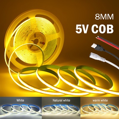 DC5V USB COB LED Streifen Strip Lichterkette Lichtband Leiste Band Selbstklebend