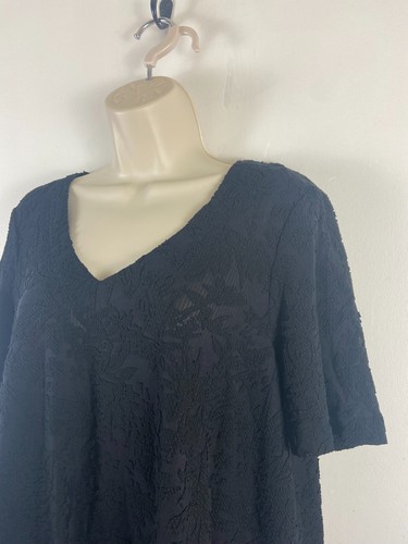Marks and Spencer UK size 14v neck short sleeve black top - Picture 2 of 12