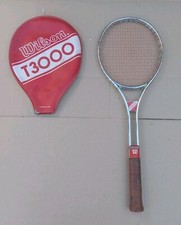 Vintage Wilson T3000 Metal Tennis Red Trim Racket With Red White Cover