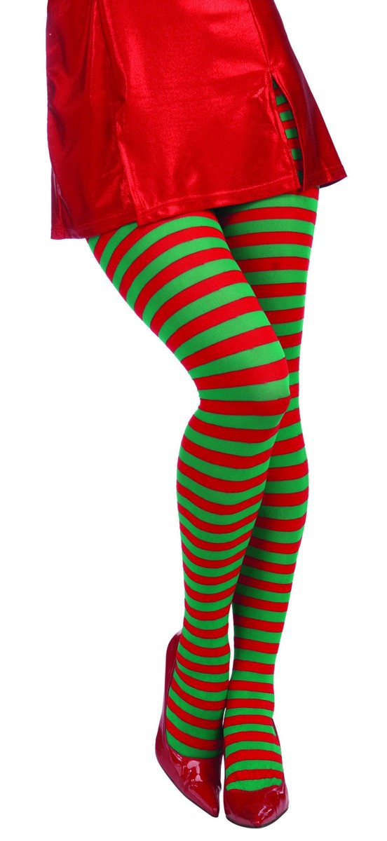 Green Striped Striped Elf Leggings Adult Red And Green Striped