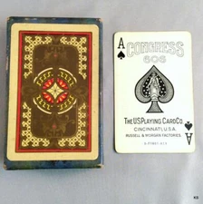 Vtg 1927 Congress 606 W US Playing Cards Russell & Morgan Factories Original Box