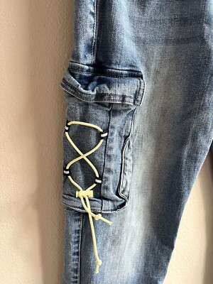 Serenede Cargo Skinny Jeans Men's Size 36 Blue Denim Drawcord