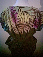 Warehouse Pure Washed Silk Brown "Jungle"  Short Sleeve Dress sz12. Gorgeous.