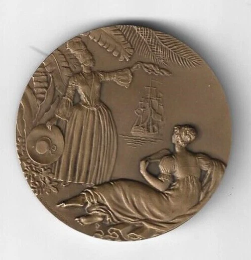 Médaille Ancienne En Bronze - Compagnie Générale Transatlantique, Bateau Colombie, XXe