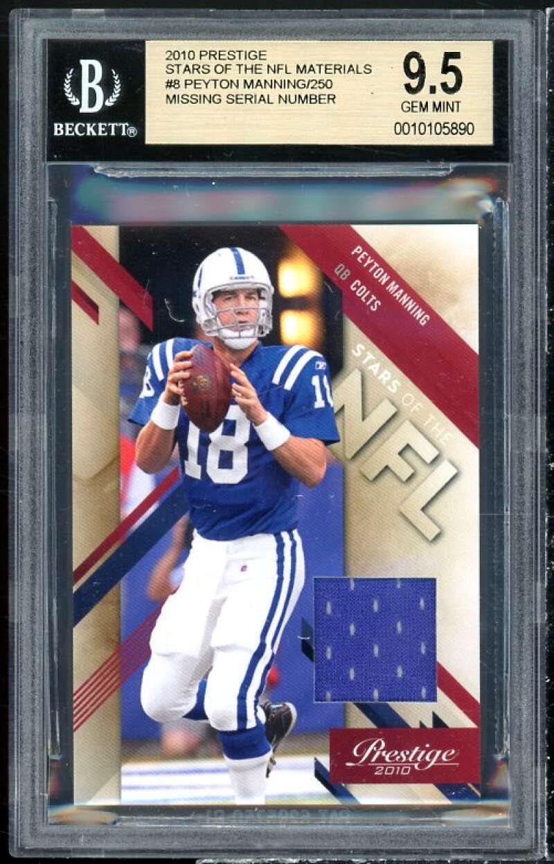 Peyton Manning Card 2010 Prestige Stars Of The NFL Materials #8 BGS 9.5