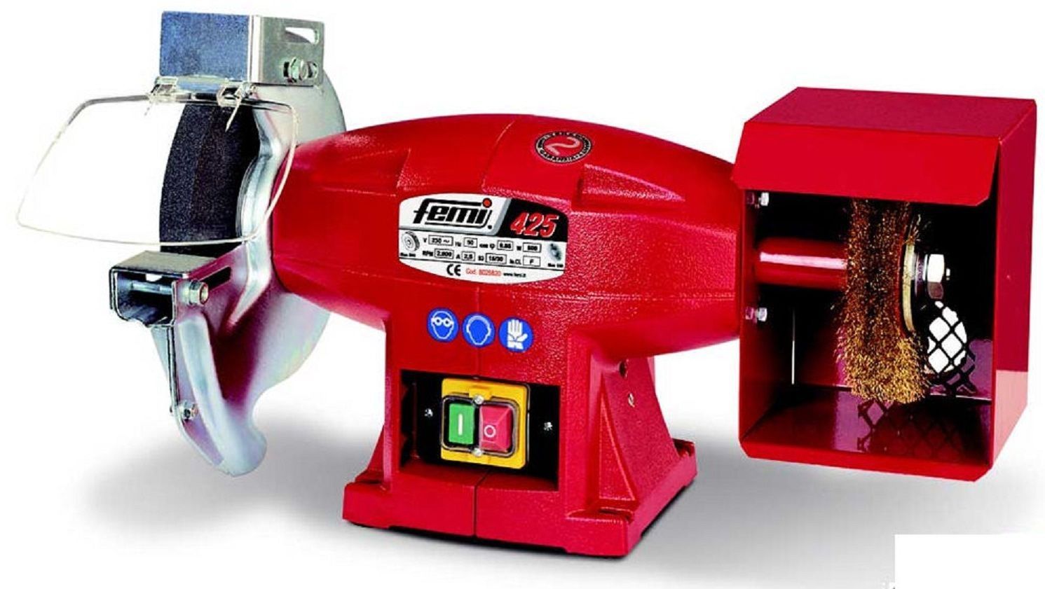 Femi Mola Smerigliatrice banco 500W combinata Mola 200mm Spazzola150mm Mod. 425