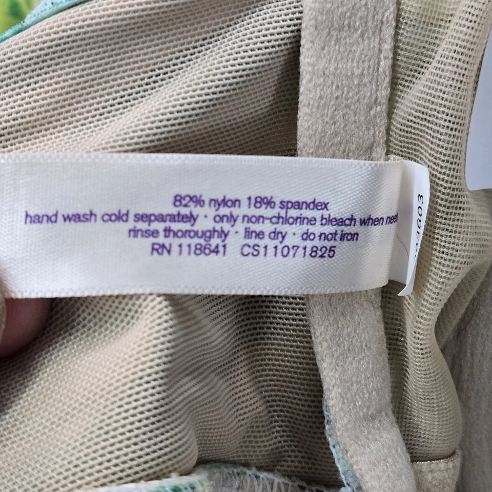 Roupa de banho feminina Cacique 40DD verde nylon elastano regata floral natação - Imagem 4 de 4