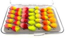 35 Blobs In Fly Box - Trout Flies - Fly Fishing
