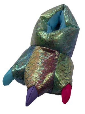 Girls Shimmery Rainbow Mermaid Light Up Monster Claw Slippers House Shoes 2-3