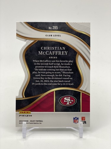 CHRISTIAN MCCAFFREY SP Rosso e Blu Prizm Club Level Die-Cut 2023 Panini Seleziona - Foto 2 di 2