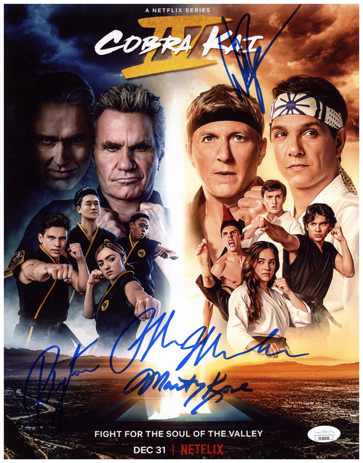 Cobra Kai Cast Signed 11x14 Photo Ralph Zabka Peyton Cobra Kai Autographed JSA