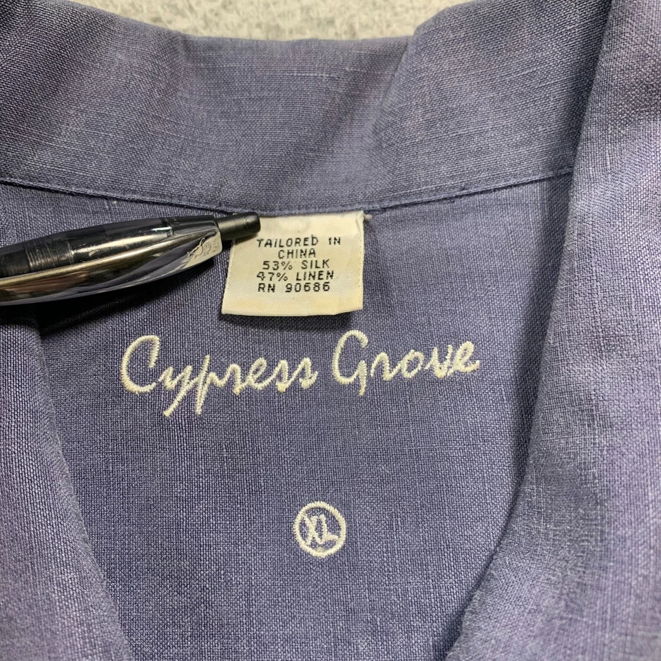 CYPRESS GROVE Shirt Mens Size XL Button Up Extra Large Silk Linen Blue* - Image 3 of 4