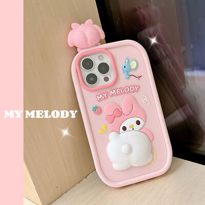 For iPhone11 12 13 14 15 16 Pro Max Shockproof 3D Silicoe Case Cute Melody Cover