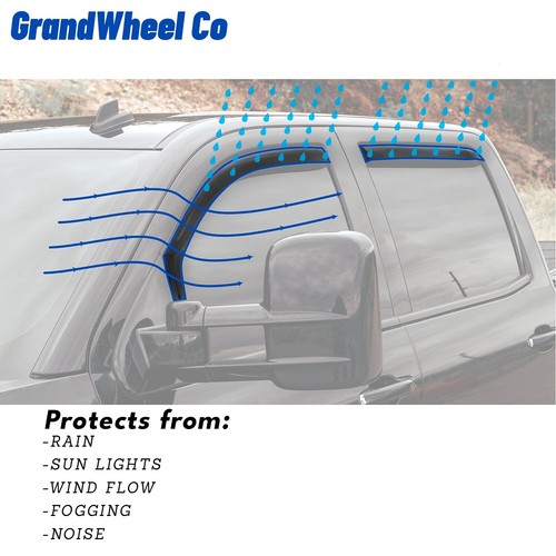 Sun Rain Visors Wind Rain Guards for 2005-2021 Nissan Frontier Crew Cab - Picture 9 of 9