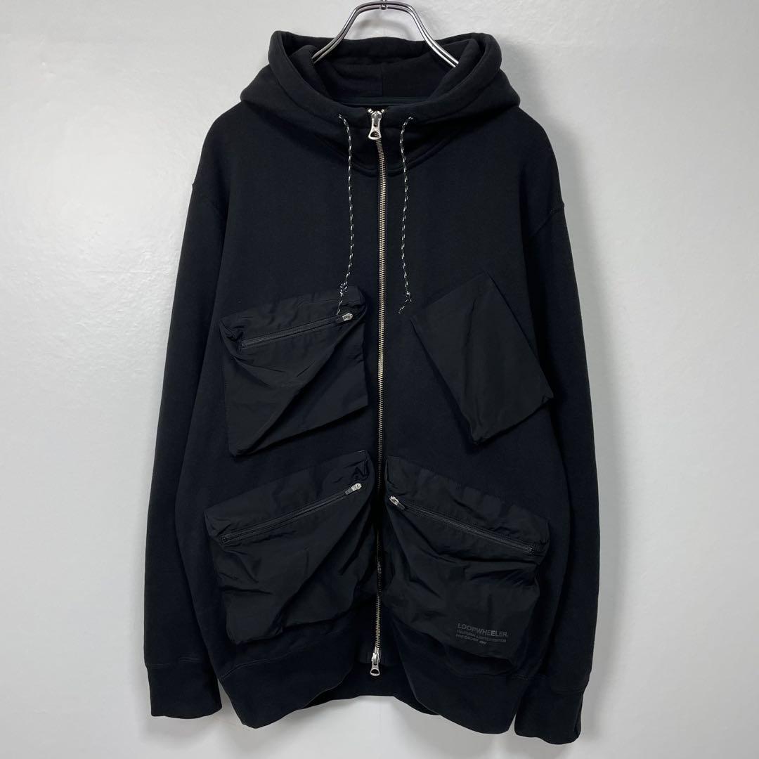 Loopwheeler Pocket Zip Hoodie Black Cotton Size XL Used From