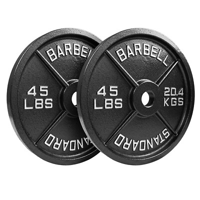 Steel Olympic Plates 45LB Pair Premium Coated 2x Weights