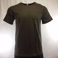 Men's T-Shirt LANDES DAILY Chest Pocket Tee 100% Cotton Brown Made in USA
