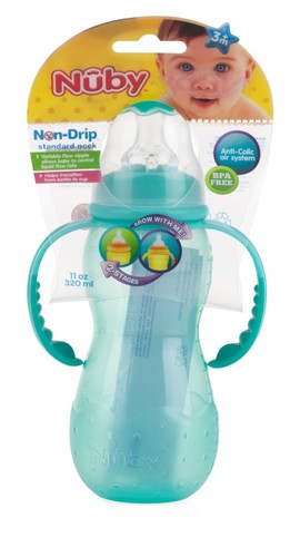 Nuby 2-stufige Babyflasche mit abnehmbarem Griff - Anti-Colic - tropffrei - BPA-frei - Bild 12 von 16