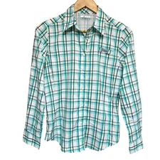 Columbia PFG Shirt Omni-Shade Roll-Tab Sleeve Plaid Up Snap Womens S Vented
