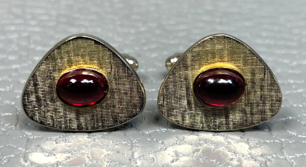 Vintage Triangular Rounded Corner Red Stone Yello… - image 1