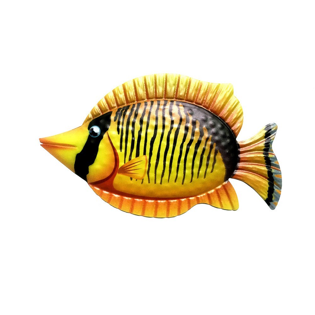 Colorful Tropical Fish Metal Wall Sculpture for lively home and gardens