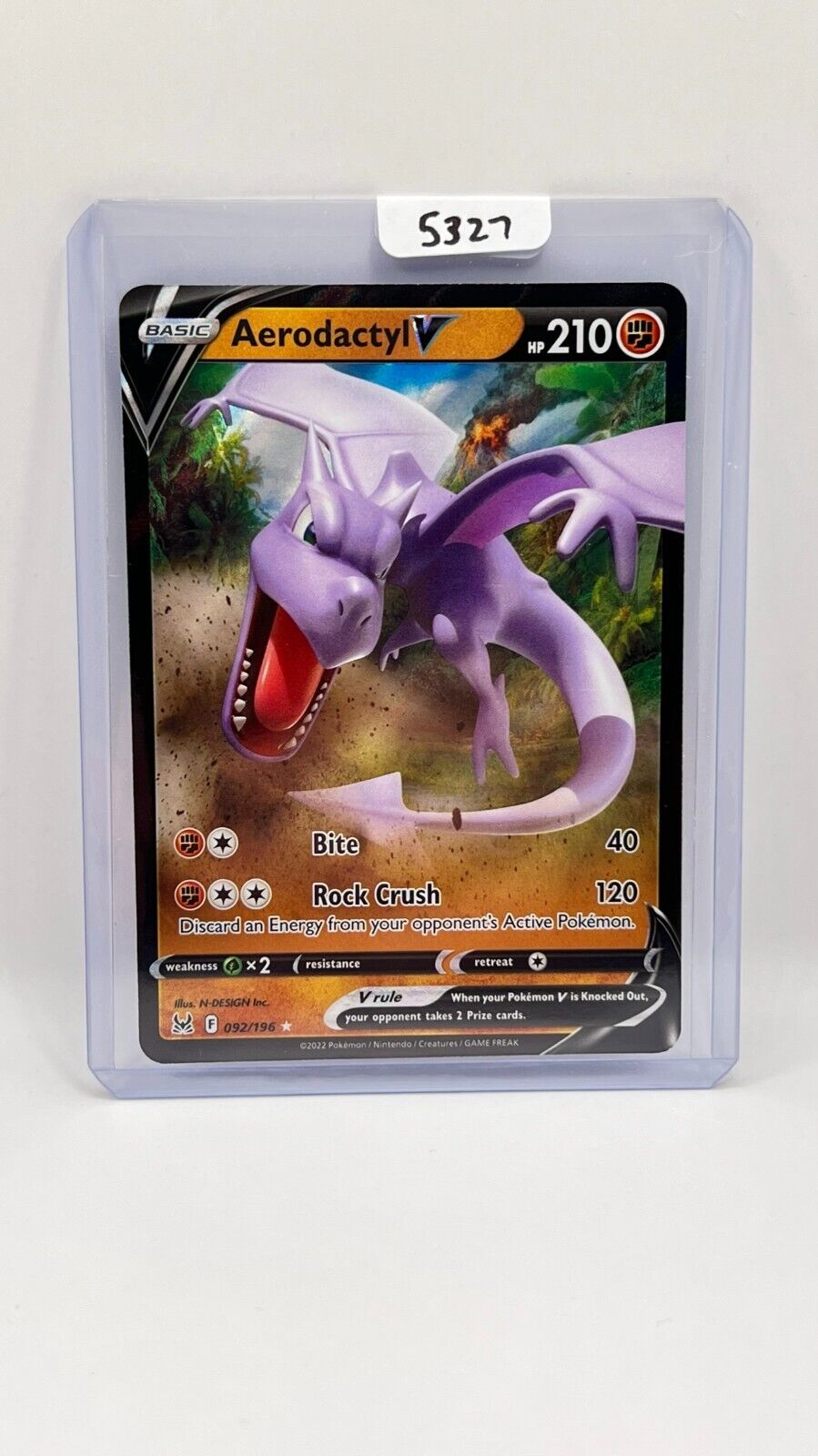 Pokemon Lost Origin Ultra Rare Aerodactyl V #92 