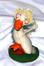 Vintage Annalee Anna Lee White Spring Duck in Flower Bonnet 1987 9"