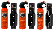 Lot of 3 - UDAP Pepper Power Bear Spray Repellant w/ Griz Guard Holster 