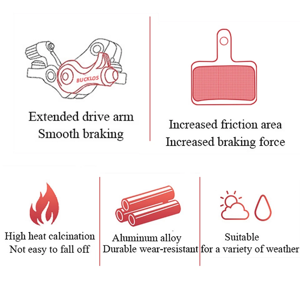 BUCKLOS Mechanical Disc Brake Caliper MTB Bike Front Rear - Image 3 of 4