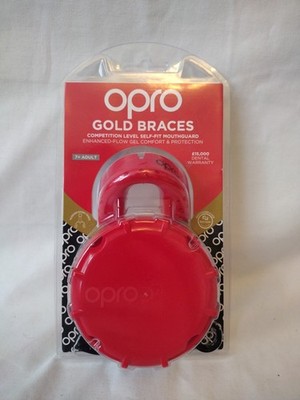 OPRO Gold Braces Mundschutz Level 7+ Erwachsene (Gold - Wettkampfstufe) ROT - NEU