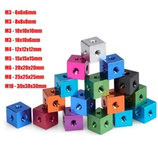 M3,4,5,6,8,10 Cube Connector Aluminum Fixing Bracket Square Nuts Spacer Standoff