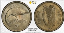 Ireland 1963 Florin 2 Shillings PCGS MS65 Beautiful Gem BU Irish Florin Coin!!