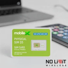 Mobile X 5G LTE SIM Card Kit - Triple Cut (Nano/Micro/Std) - New Activation