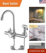 Wall Mount Kitchen Faucet with Side Sprayer, Commercial Sink Faucet 8 Inch Ce...