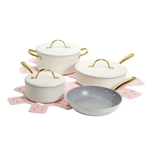 Iconic Nonstick Pots and Pans Set, Multi-layer Nonstick 10-Piece Cream
Opens in a new window or tab