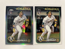 2024 Topps Chrome Update Darell Hernaiz Refractor #USC21 + Topps #US132 RC - A's