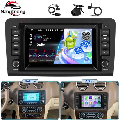 DAB+ Autoradio Für Mercedes ML/GL Klasse W164 X164 Navi GPS Carplay Android 15 - Bild 1 von 4