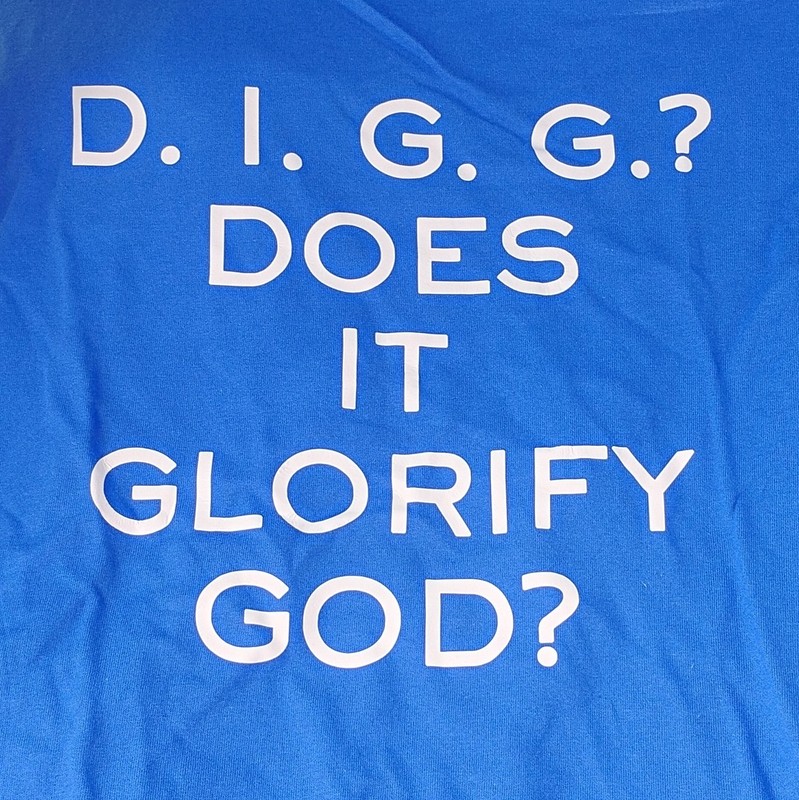 Gildan Blue/ Other Colors D.I.G.G.? Does It Glorify God? Graphic Tee Cotton L/XL