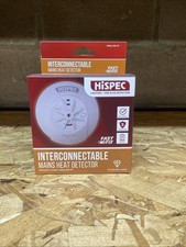 Hispec HSSA/HE/FF Mains Heat Alarm Detector Interconnectable Fire Safety
