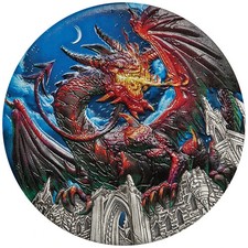 2023 Silver Dragon Coin - Tuvalu - 5 oz Antique Finish in Color 94.24 per troy oz