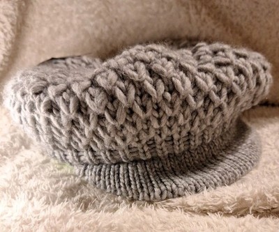 Ba-Bo Florence Italy Womens Grey Knitted Wool Beret Brimmed Beanie 