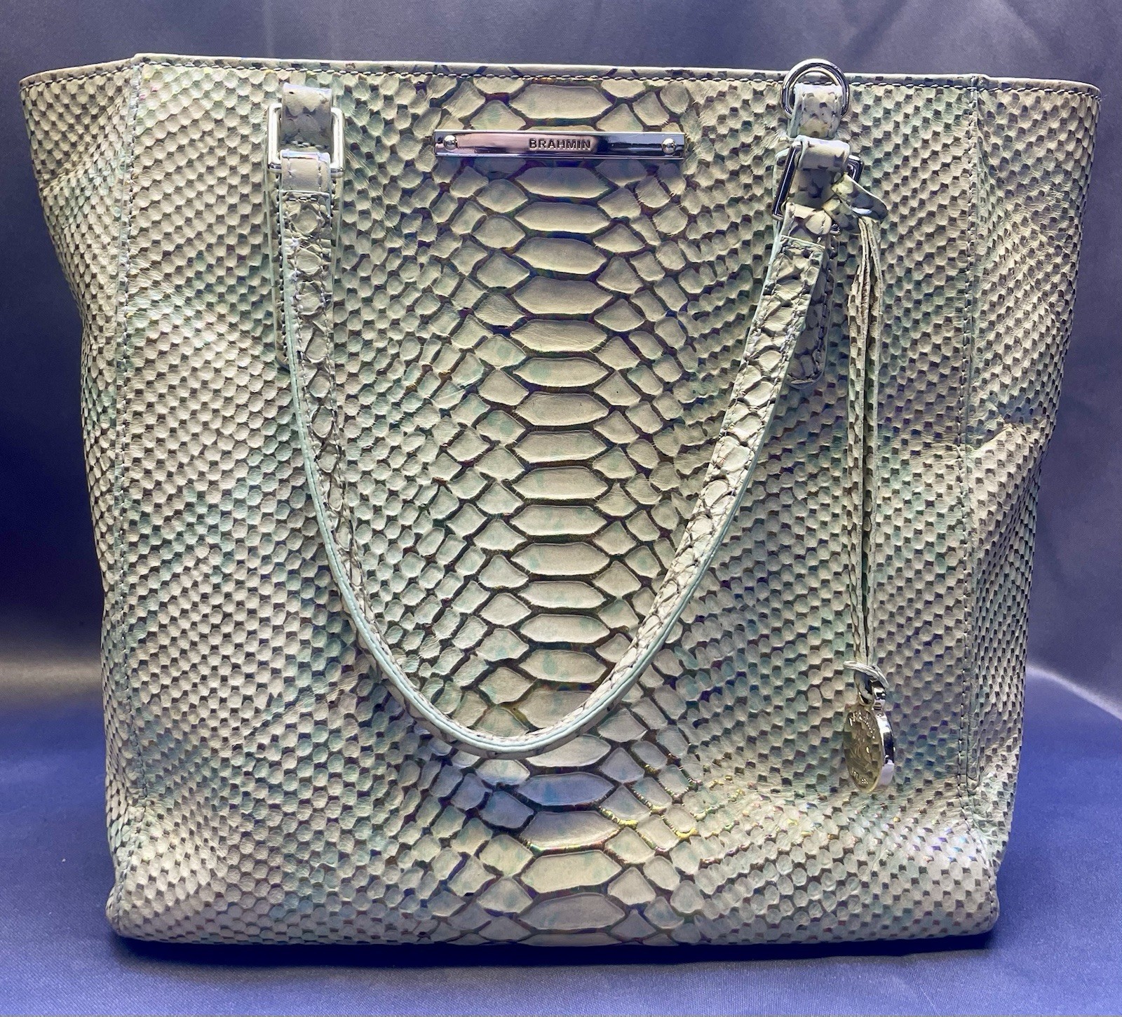 Brahmin Harrison Carryall Opal Seville Python Lea… - image 5