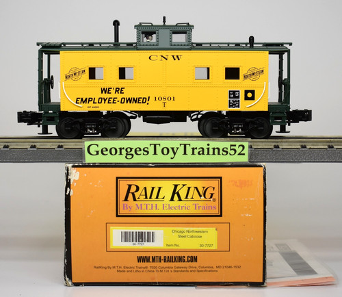 MTH RAILKING 3-RL O #10801 CNW CHICAGO NOROESTE LITED ACERO FURGÓN DE COLA 30-7727 | Condition: New