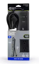 Commercial Electric 6 ft. 4-Outlet Surge Protector with 1 USB-A 1 USB-C Ports