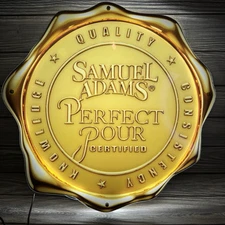 Samuel Adams PERFECT POUR CERTIFIED AWARD LED Sign - New in Box Rare 18" x 18"