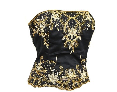 JASDEE Vintage Bustier Corset Hand Work Gotta Thread Embroidery On Satin F3033