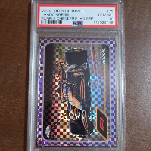Topps 2024 Chrome Formula 1 Lando Norris #79 Purple Checker Flag 031/199 PSA