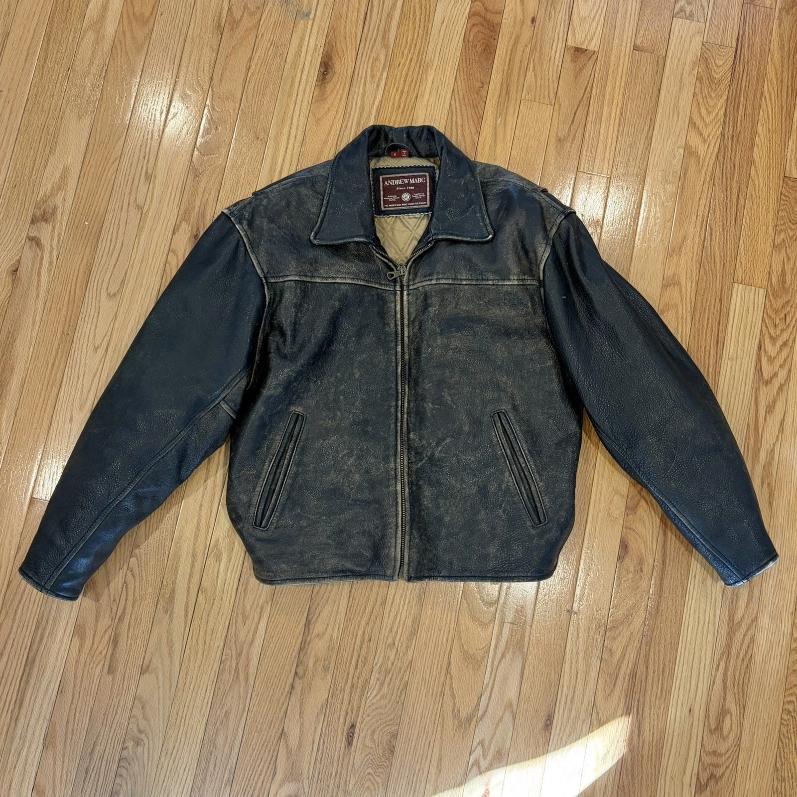 Men's Andrew Marc Distressed Brown Leather (Size M) - product detail image 1