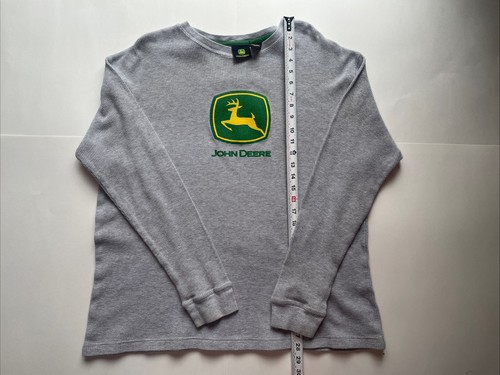 John Deere Men’s Shirt Large Gray Thermal Long Sleeve Tractors Farm Equipment - Picture 2 of 7